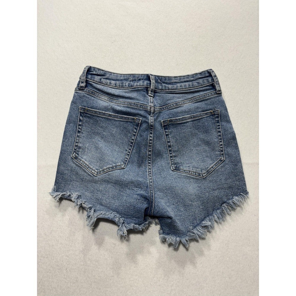 We The Free Shorts Womens 26 Blue Distressed Cut Off Raw Hem Denim Summer