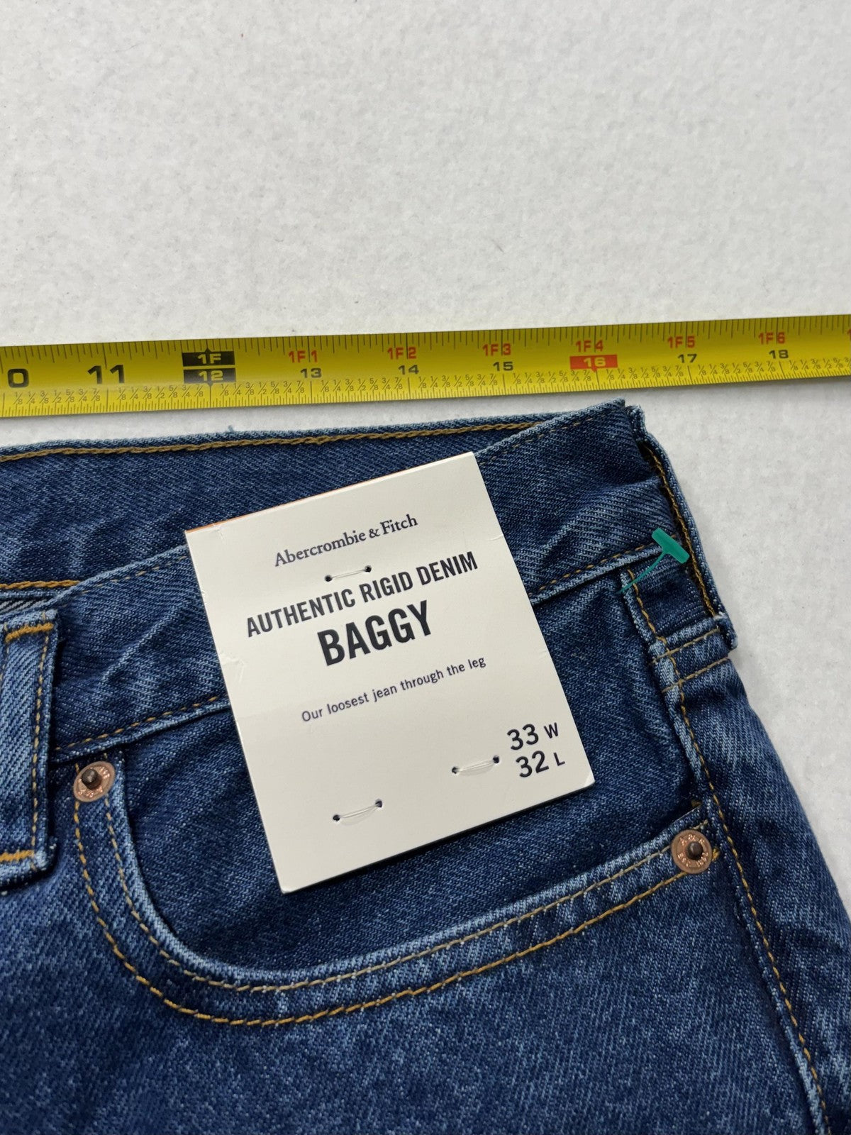 Abercrombie & Fitch Baggy Jeans Mens 33x32 Blue Medium Authentic Rigid Denim
