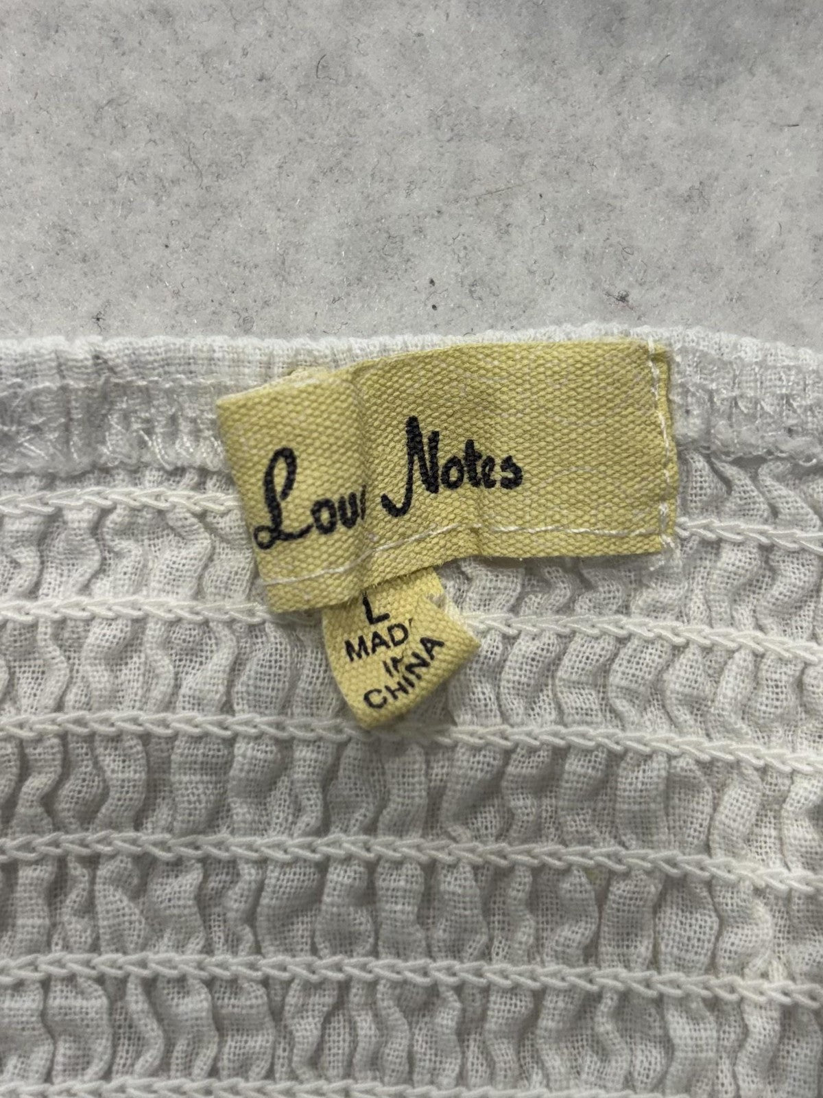 Low Notes Tank Top Womens L White Button Front Smocked Cotton Summer Camisole