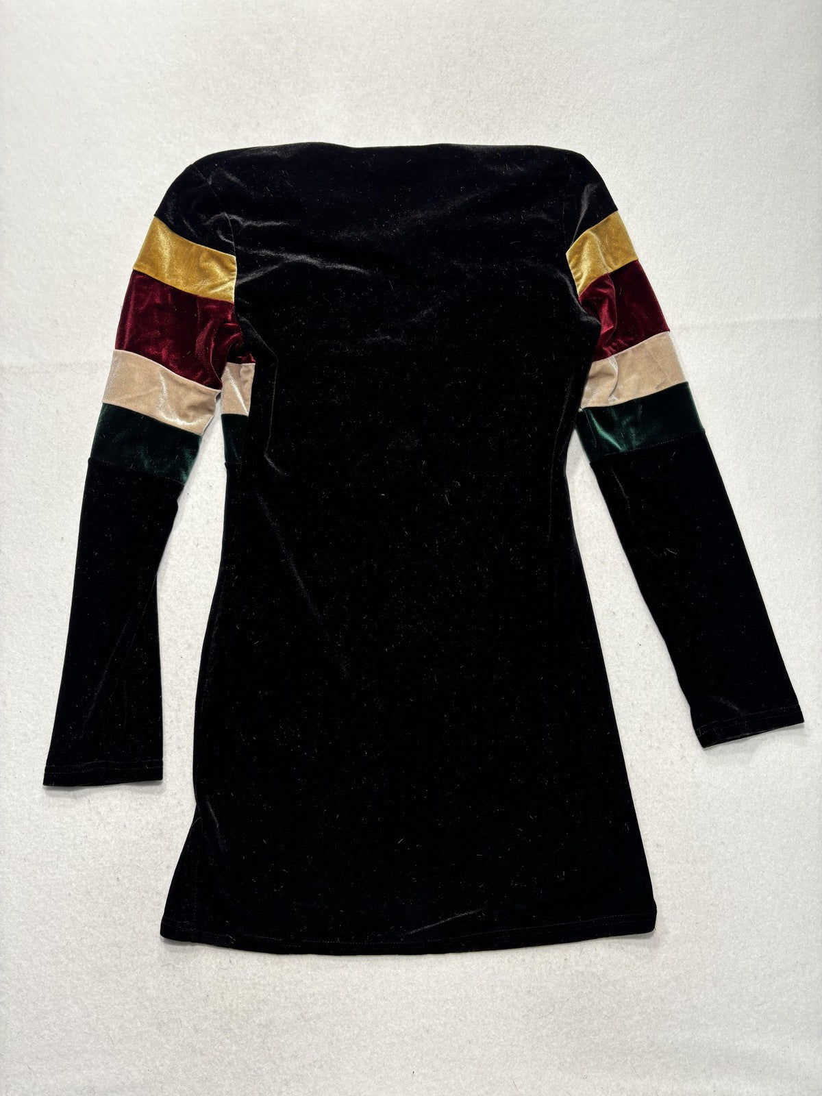 Fashion Nova Dress Womens XL Black Velvet Colorblock Zip Bodycon Mini Party