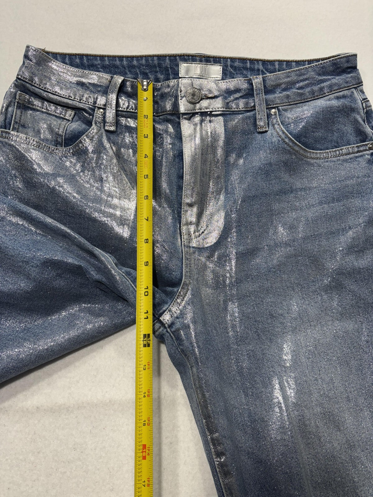 KUT From The Kloth Ashley Slouchy Barrel Jeans Womens 8 Silver High Rise Crop