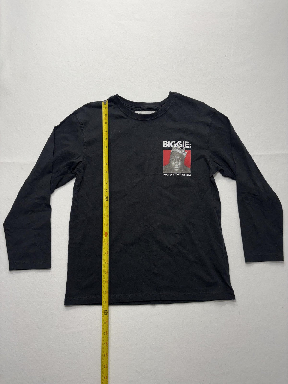 BIGGIE Shirt Boys 11-12 Black Zara Long Sleeve Graphic I Got A Story To Tell