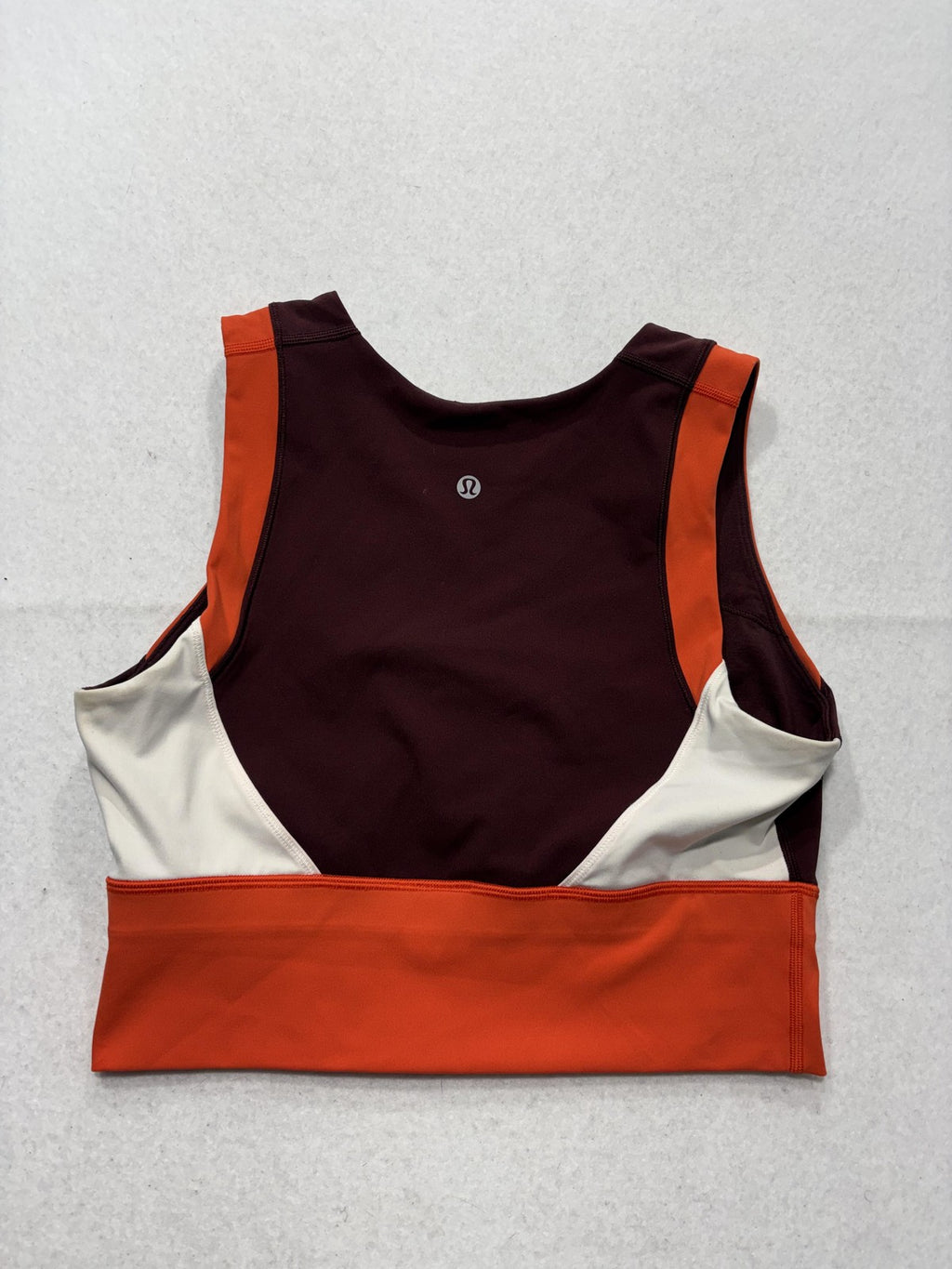 Lululemon Sports Bra Womens 10 Burgundy Orange Colorblock Longline Top Athletic