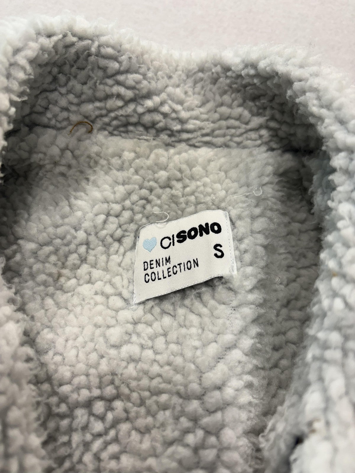 CI SONO Sherpa Lined Denim Jacket Juniors S Blue DJK939 Mid Length Trucker Coat