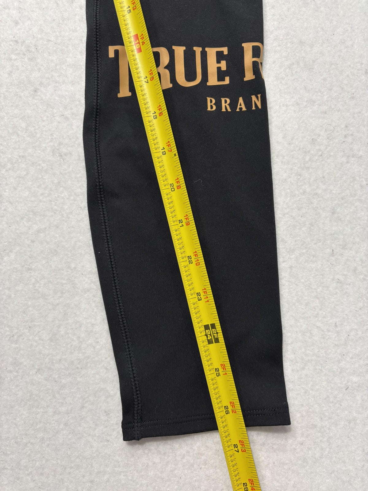 True Religion Leggings Womens XS Black High Rise Logo Ankle Stretch Athletic