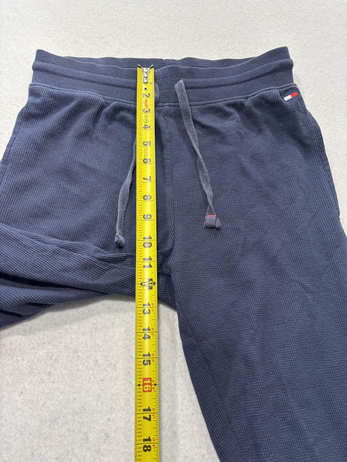 Tommy Hilfiger Lounge Pants Mens Small Blue Thermal Waffle Jogger Cuffed Logo