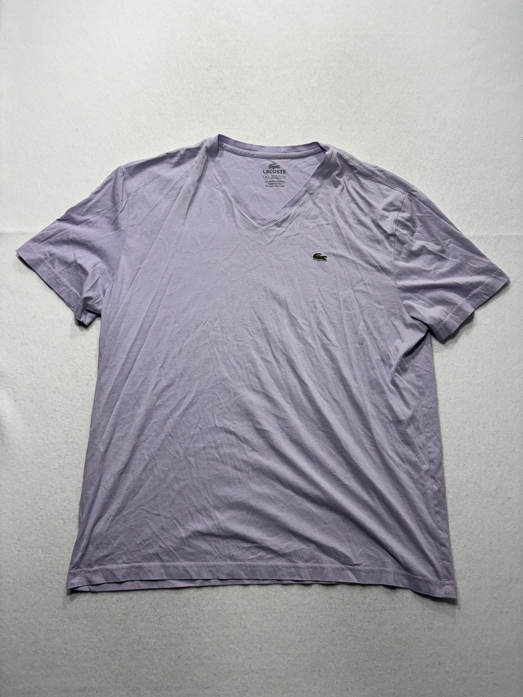 Lacoste Shirt Mens 3XL Purple Pima Cotton V Neck Short Sleeve Logo Tee Casual