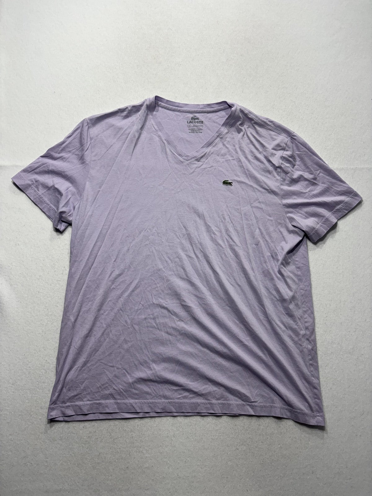Lacoste Shirt Mens 3XL Purple Pima Cotton V Neck Short Sleeve Logo Tee Casual