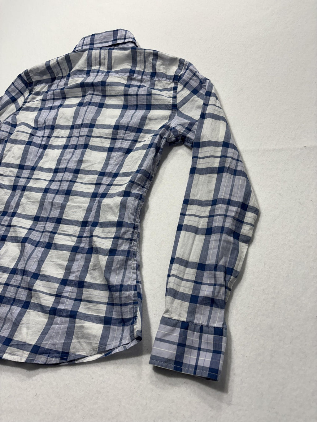 Banana Republic Shirt Womens XS Blue White Plaid Soft Wash Button Up Casual