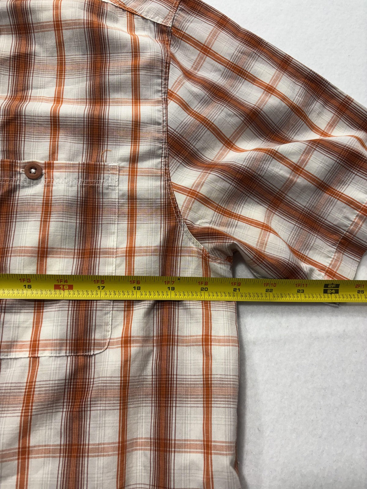 The North Face Shirt Mens Medium Orange Plaid Short Sleeve Button Up Casual