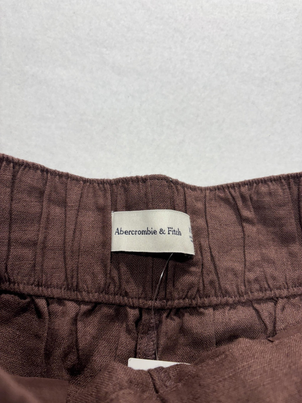Abercrombie & Fitch Dress Pants Womens XS Short Brown Linen Wide Leg Pull On