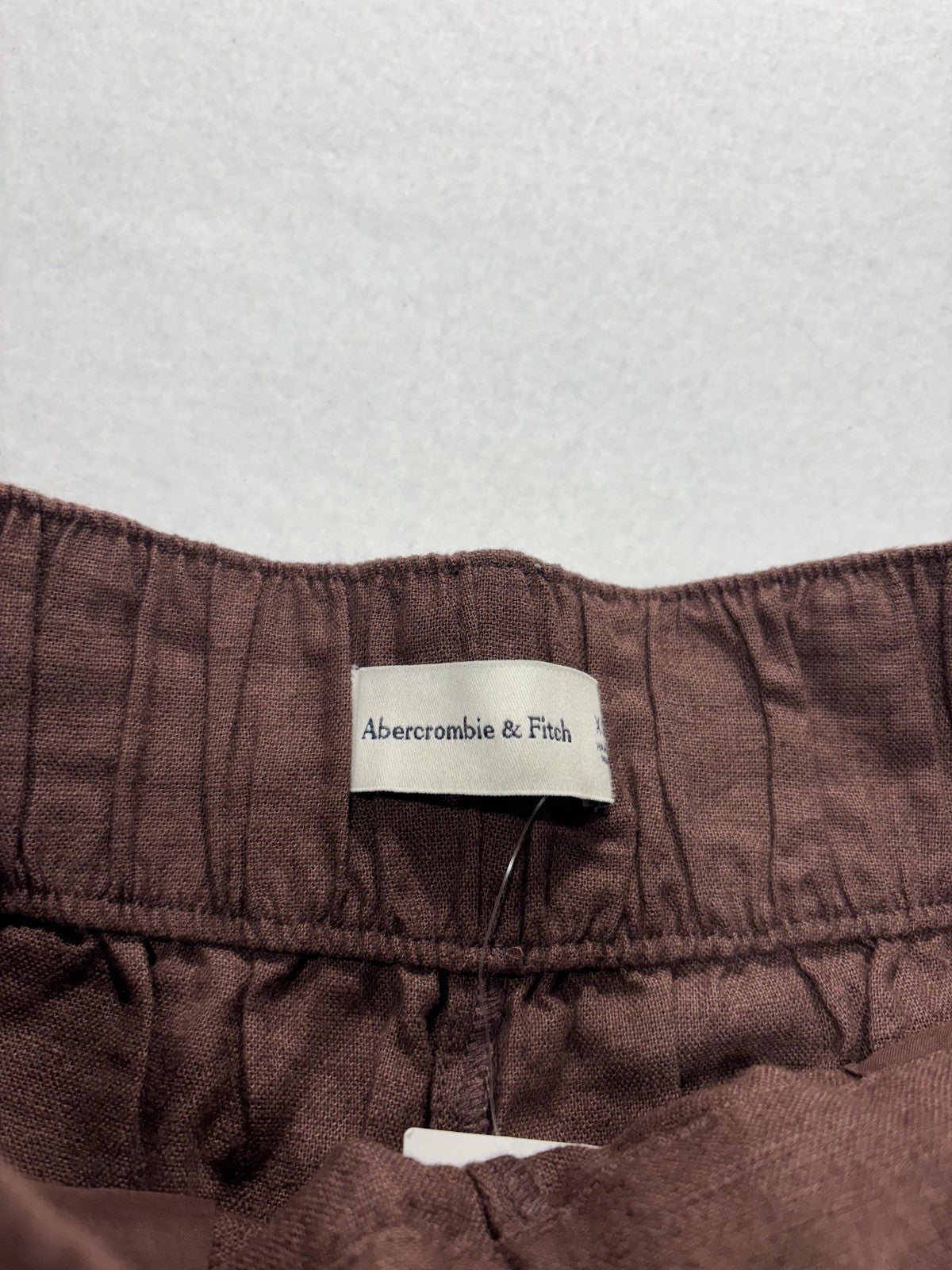 Abercrombie & Fitch Dress Pants Womens XS Short Brown Linen Wide Leg Pull On
