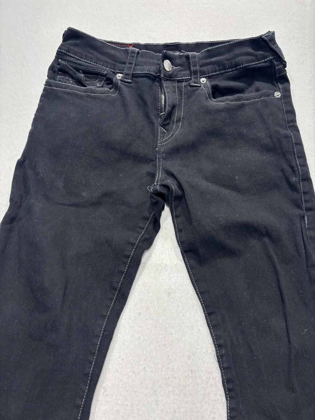 True Religion Ricky Relaxed Straight Jeans Mens 32x32 Black Dark Wash Stretch