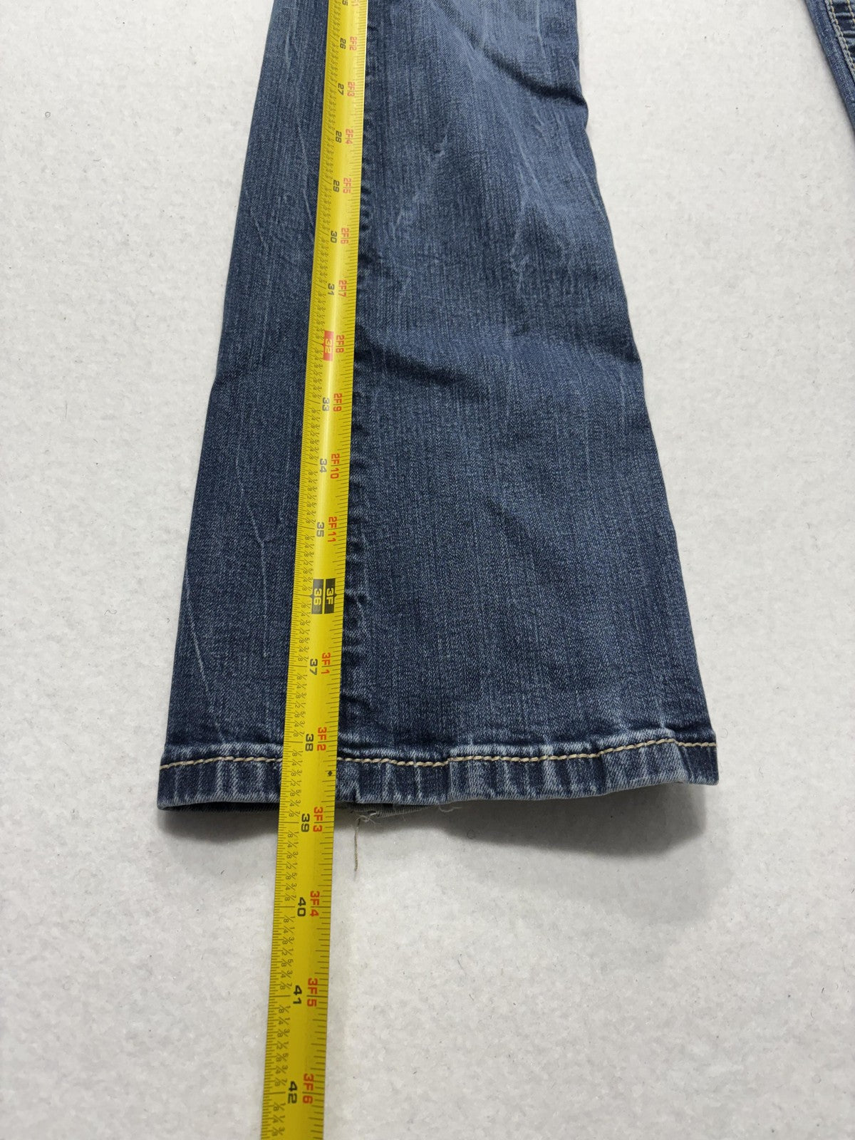 Miss Me Jeans Womens 27 Blue Signature Bootcut Low Rise Embellished 28x33