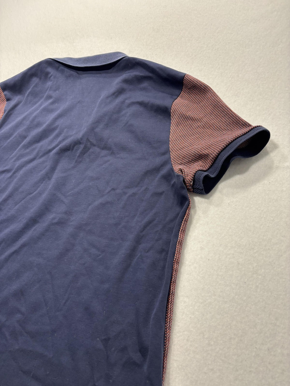 Hugo Boss Polo Shirt Mens Medium Blue Slim Fit Geometric Knit Short Sleeve
