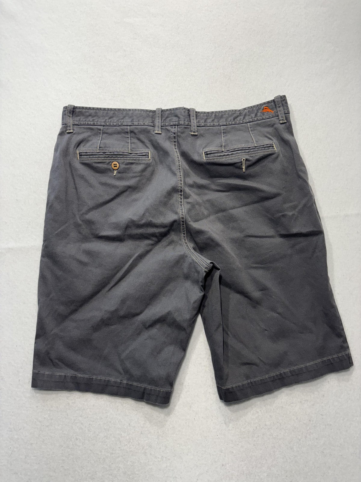 Tommy Bahama Chino Shorts Mens 36 Gray 10" Inseam Flat Front Canvas Casual