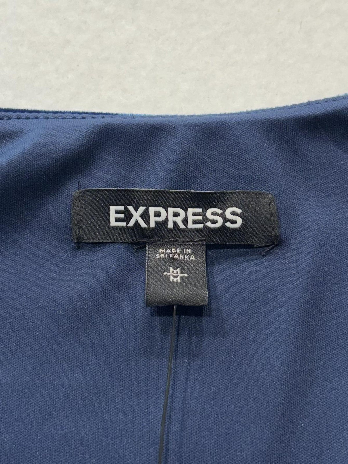 Express Dress Womens Medium Blue Velvet Wrap V Neck Ruched Long Sleeve Party