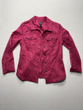 Additions By Chico's Jacket Womens 0 Pink Floral Jacquard Button Front Twill