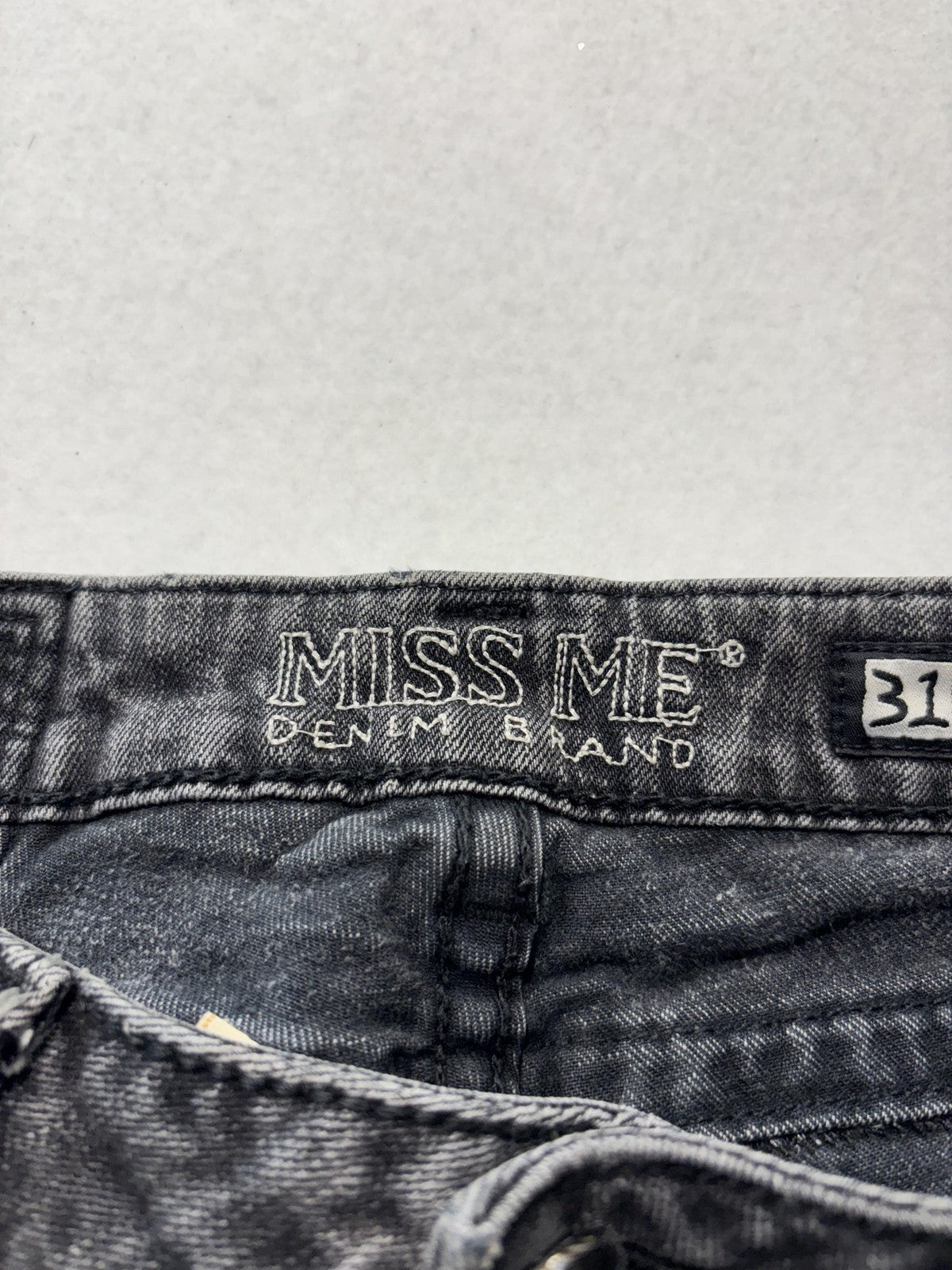 Miss Me Sunny Skinny Jeans Womens 31 Charcoal Wash Mid Rise Embroidered 31x30.5
