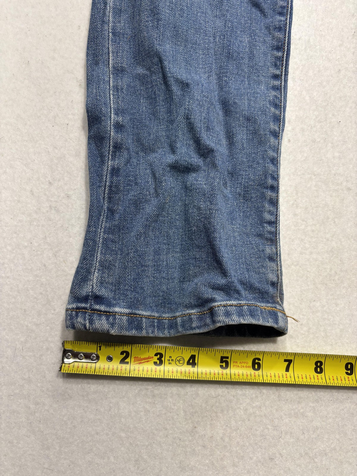 Mutual Weave The Straight Jeans Mens 34x30 Blue Medium Wash Distressed Stretch