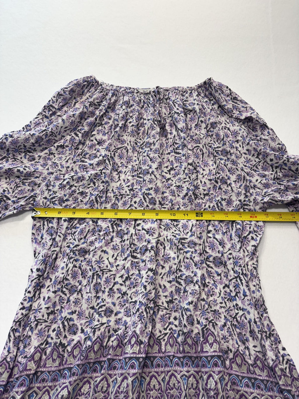 Lucky Brand Blouse Womens 2X Plus Purple Scoop Neck Long Sleeve Floral Tunic Top