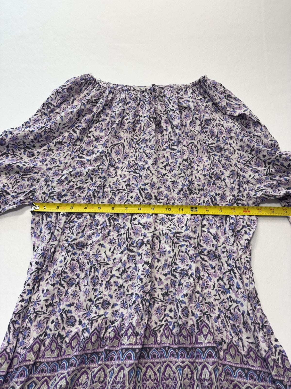 Lucky Brand Blouse Womens 2X Plus Purple Scoop Neck Long Sleeve Floral Tunic Top