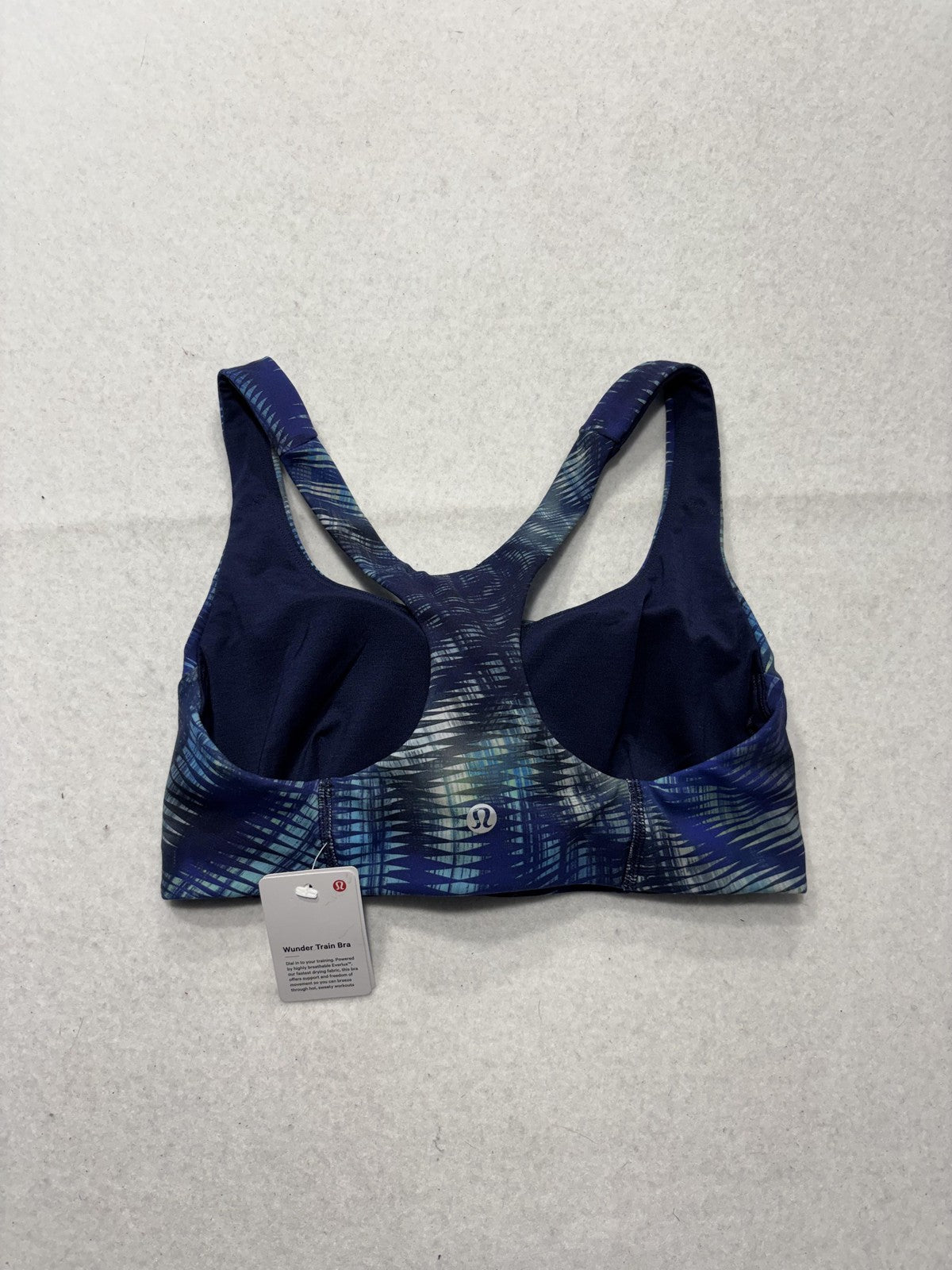 Lululemon Wunder Train Sports Bra Womens 4 Blue Geometric Medium Support Everlux