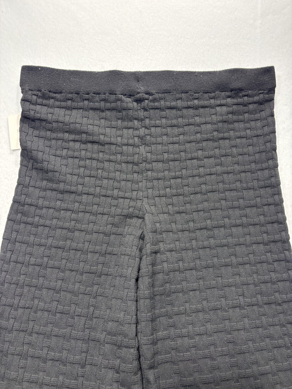 Ellen Tracy Pants Womens XL Black Textured Knit Wide Leg Cropped Pull On