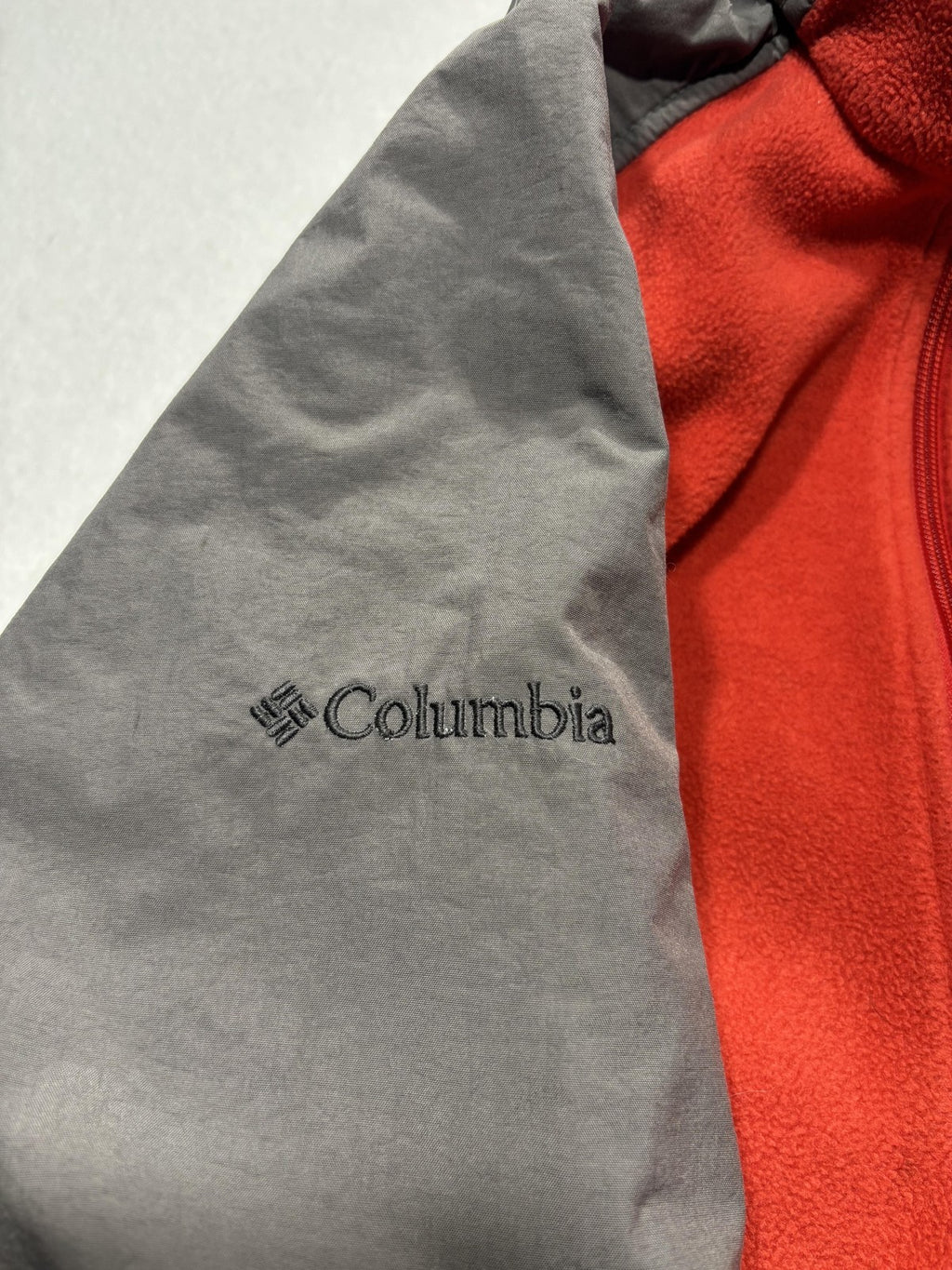 Columbia Jacket Mens Small Red Fleece Full Zip Chi Omega College Windbreaker