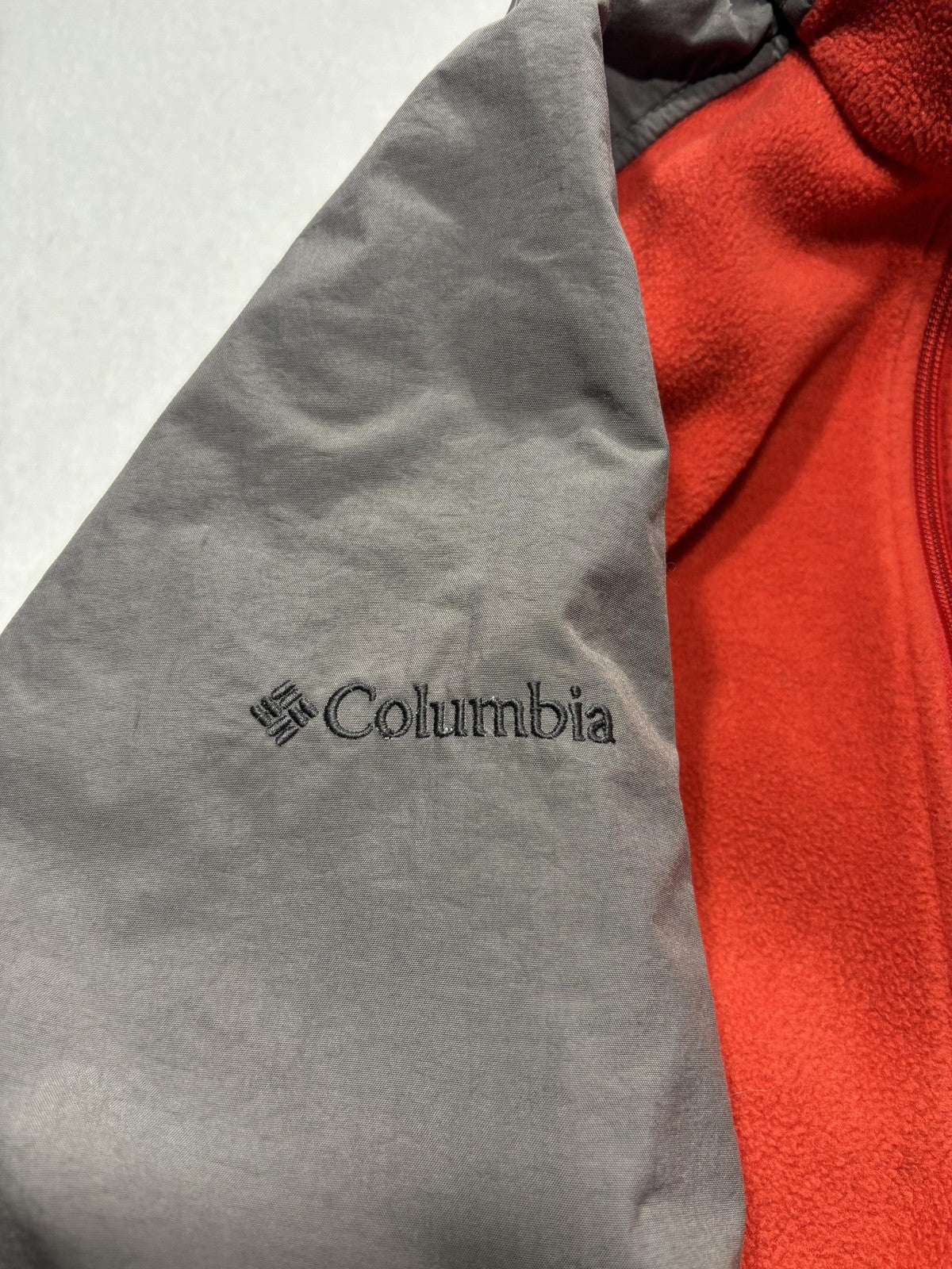 Columbia Jacket Mens Small Red Fleece Full Zip Chi Omega College Windbreaker