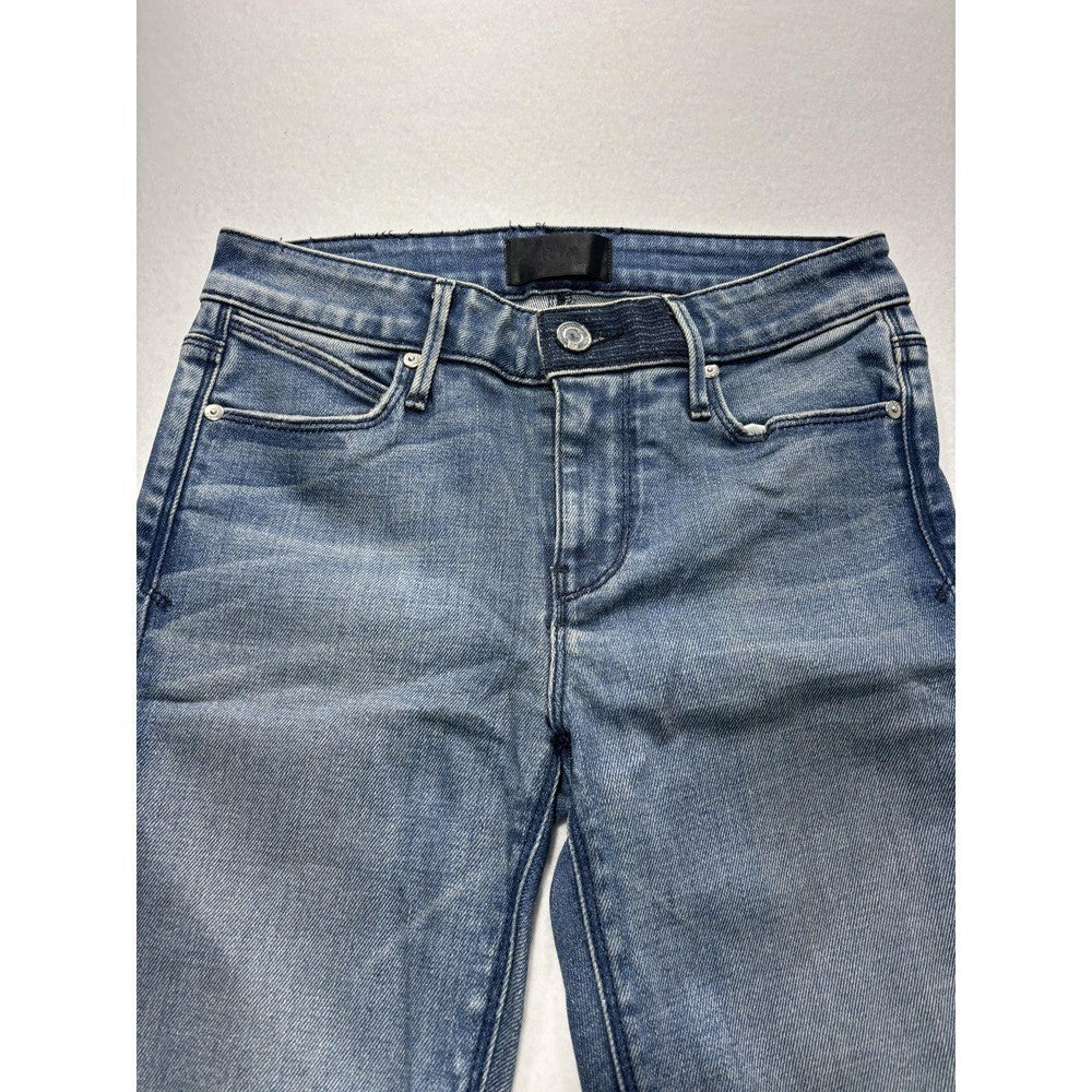 RtA Jeans Womens 25 Blue Medium Wash Mid Rise Skinny Stretch Raw Hem 25x29