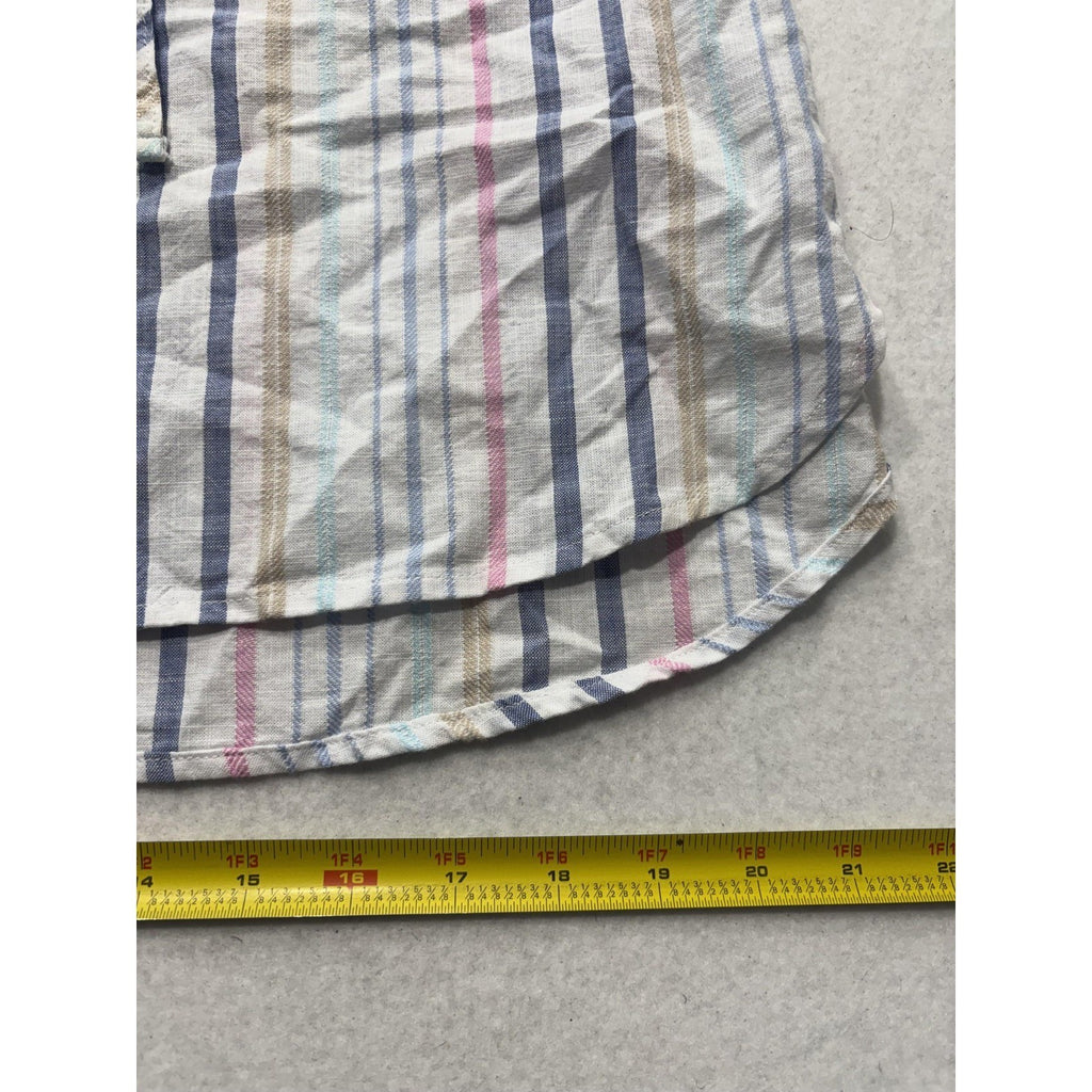 Time And Tru Womens M Multicolor Stripe Sleeveless Button Shirt Dress