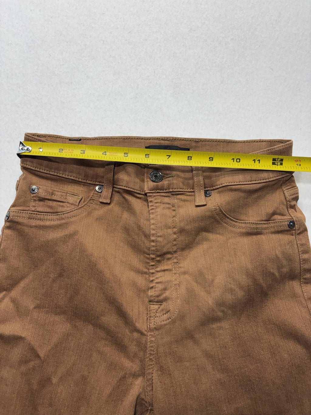 7 For All Mankind Jeans Womens 29 Brown Medium Wash Bootcut Distressed 29x32.5