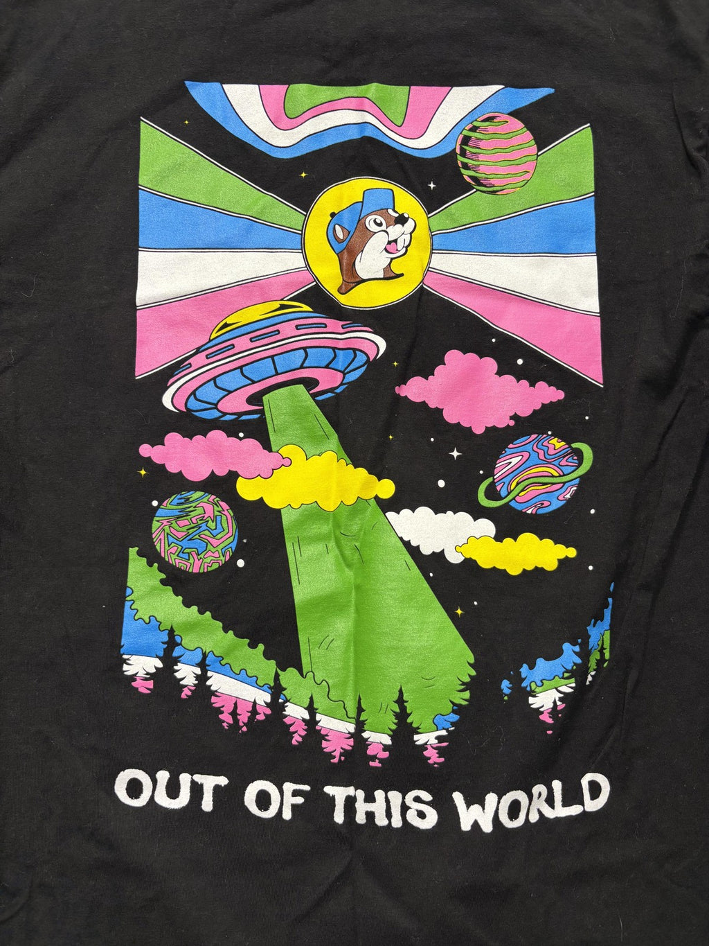 Buc-ee's Shirt Mens Large Black Out Of This World Space Graphic Long Sleeve Tee