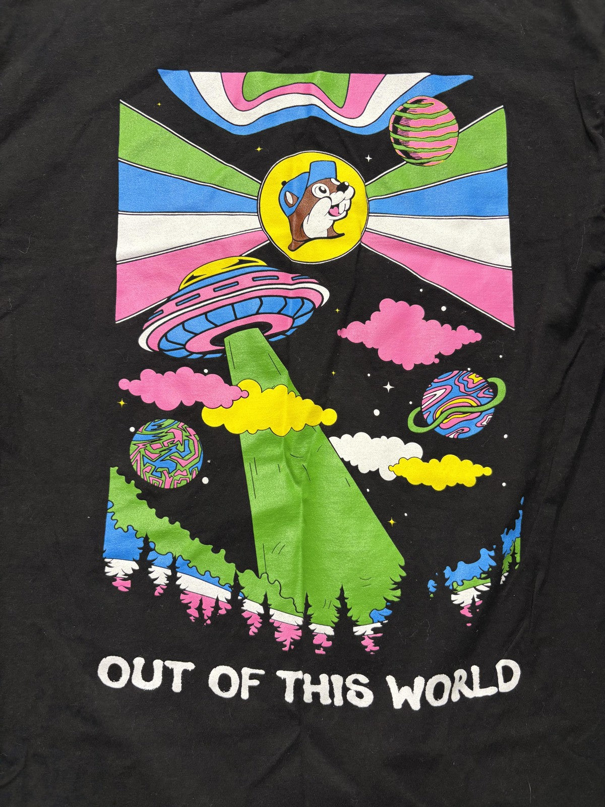 Buc-ee's Shirt Mens Large Black Out Of This World Space Graphic Long Sleeve Tee