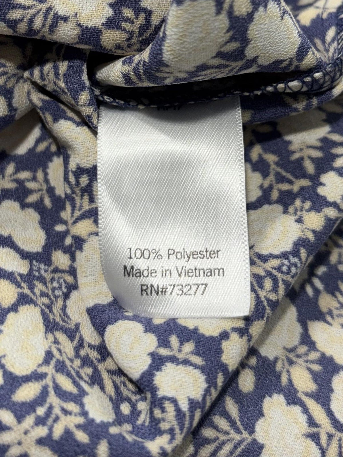 LC Lauren Conrad Blouse Womens Small Blue Floral Flutter Sleeve Bow Keyhole Top