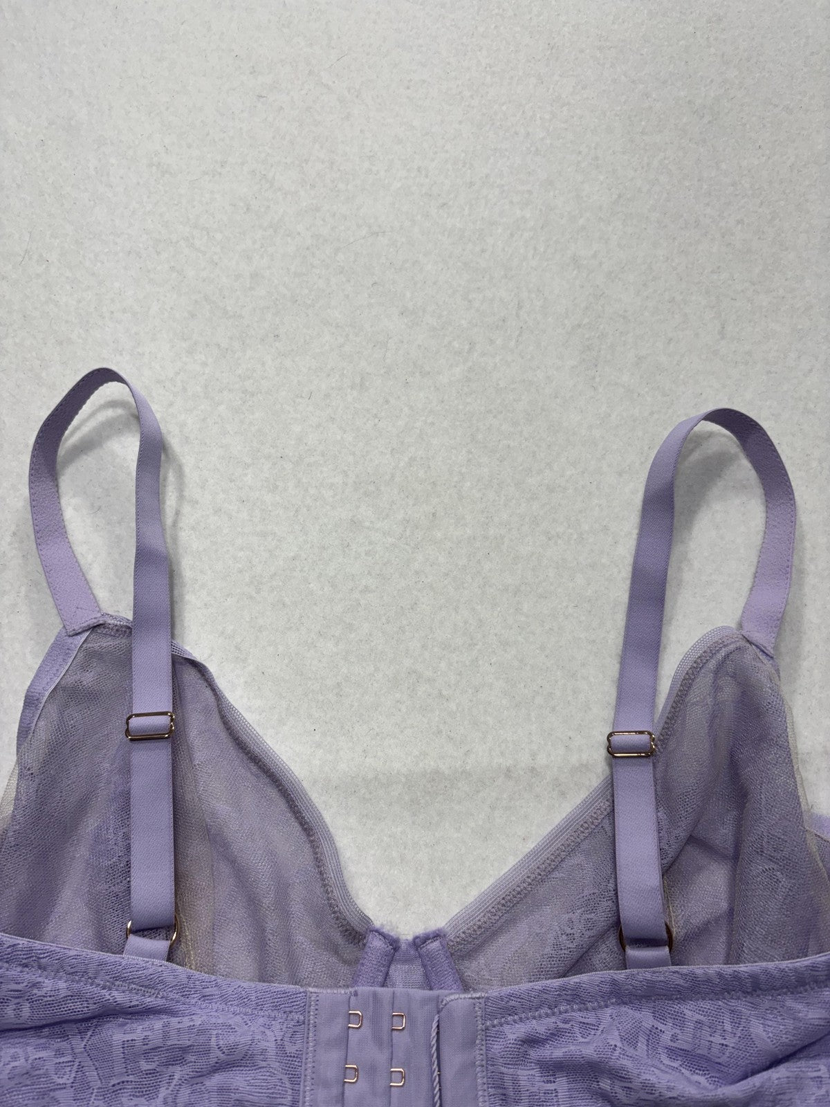 Savage X Fenty Signature Script Bra Womens 38D Purple Lace Balconette Underwire