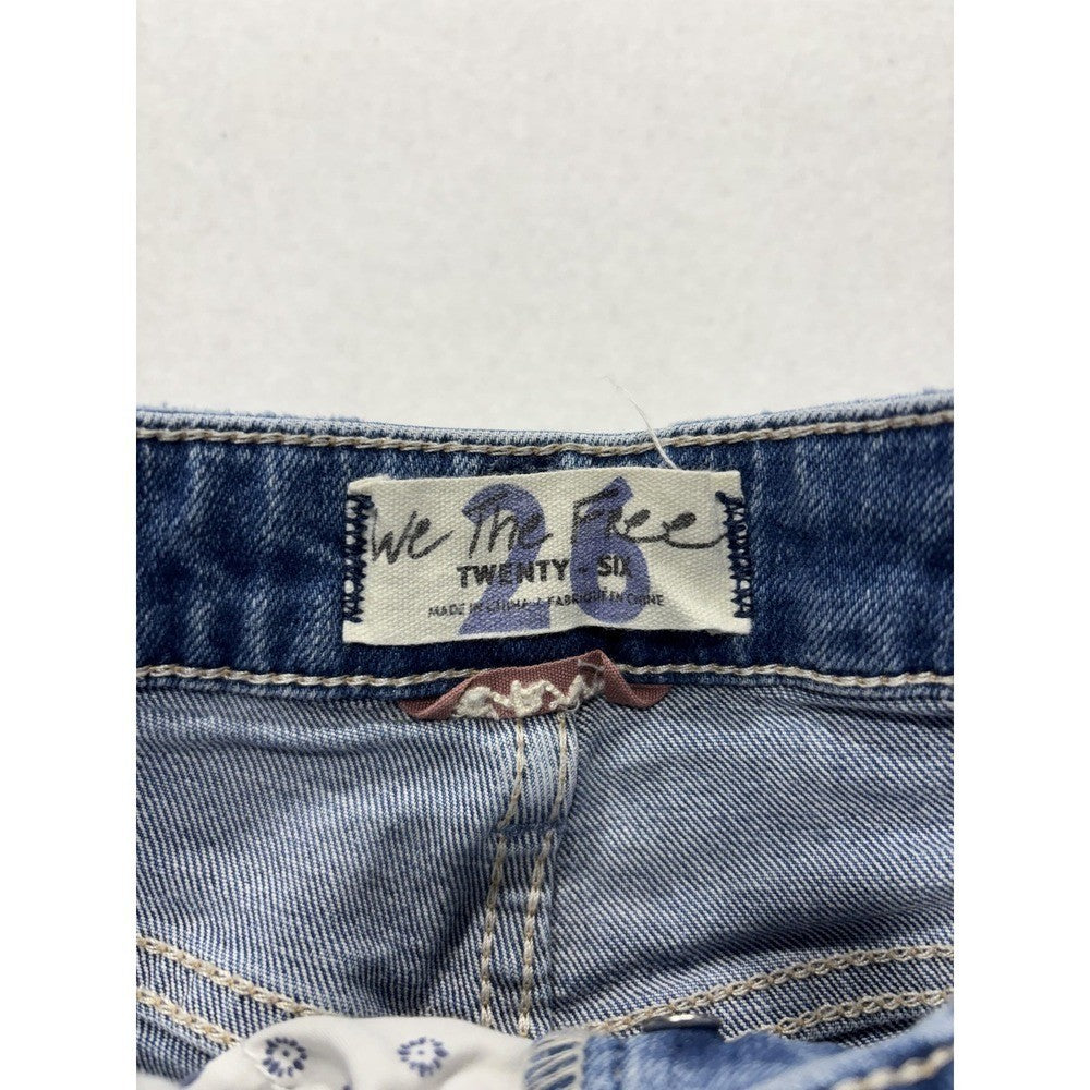 We The Free Shorts Womens 26 Blue Distressed Cut Off Raw Hem Denim Summer
