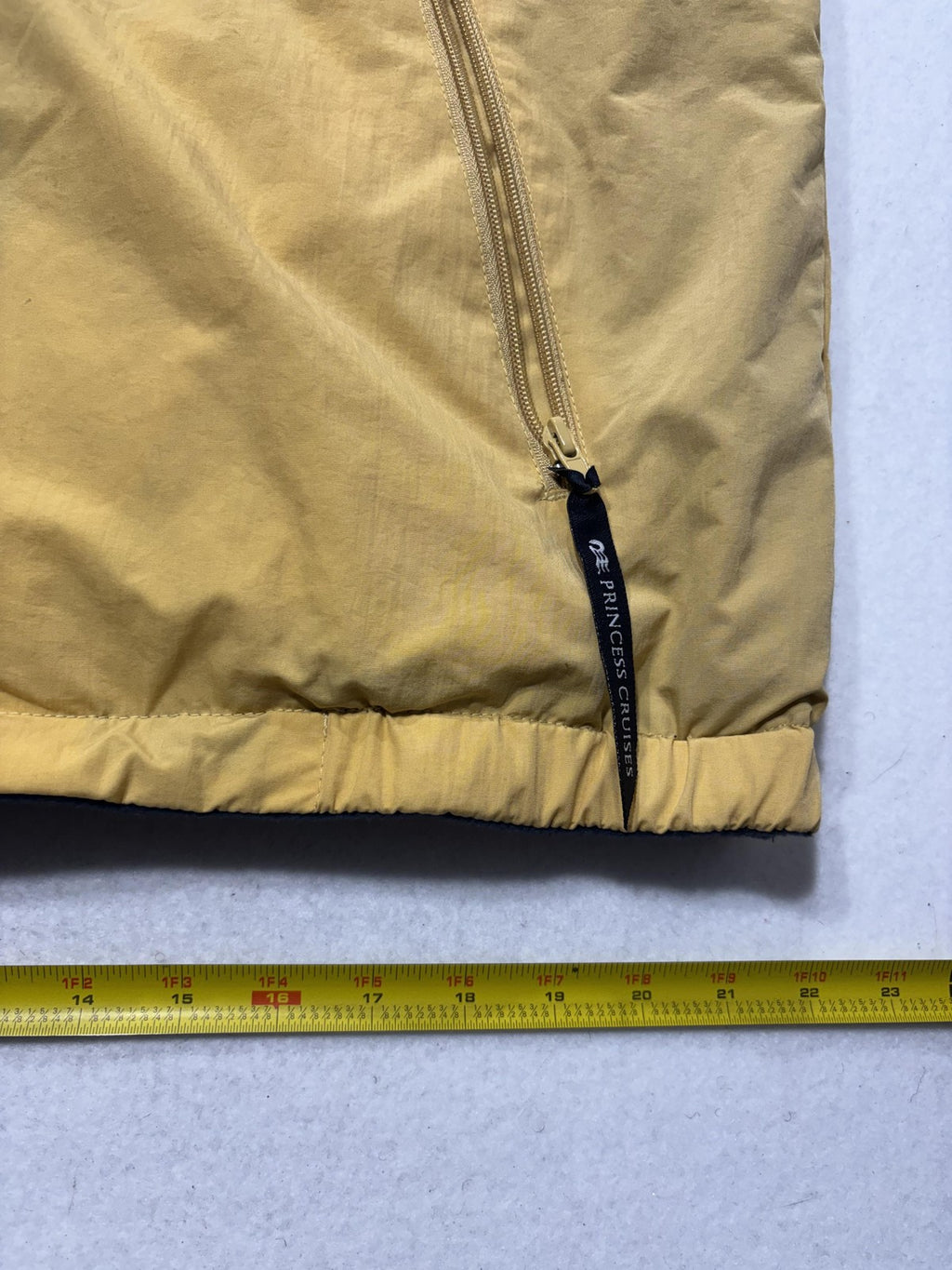 Princess Cruises Vest Mens Large Yellow Nylon Full Zip Fleece Lined Windbreaker