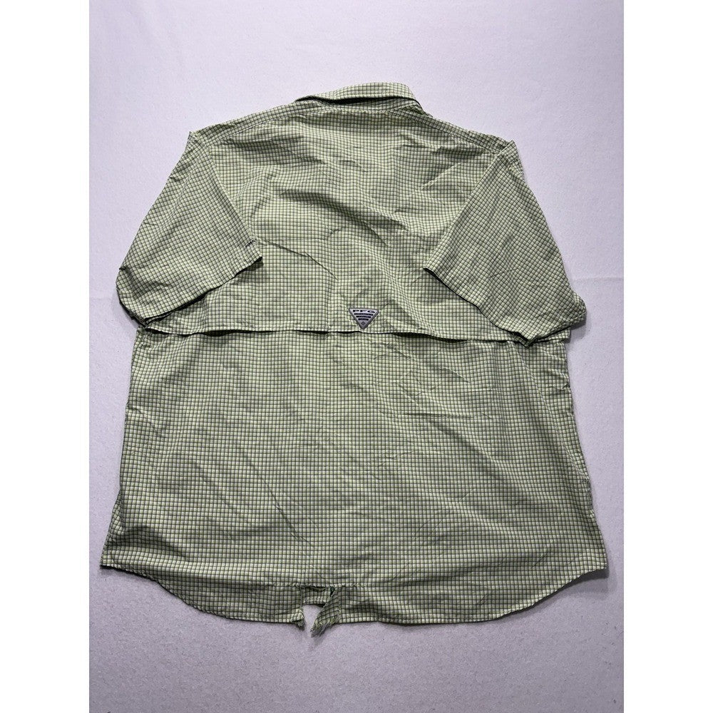 Columbia PFG Super Bahama Shirt Mens 2XL Green Short Sleeve Fishing Button Up