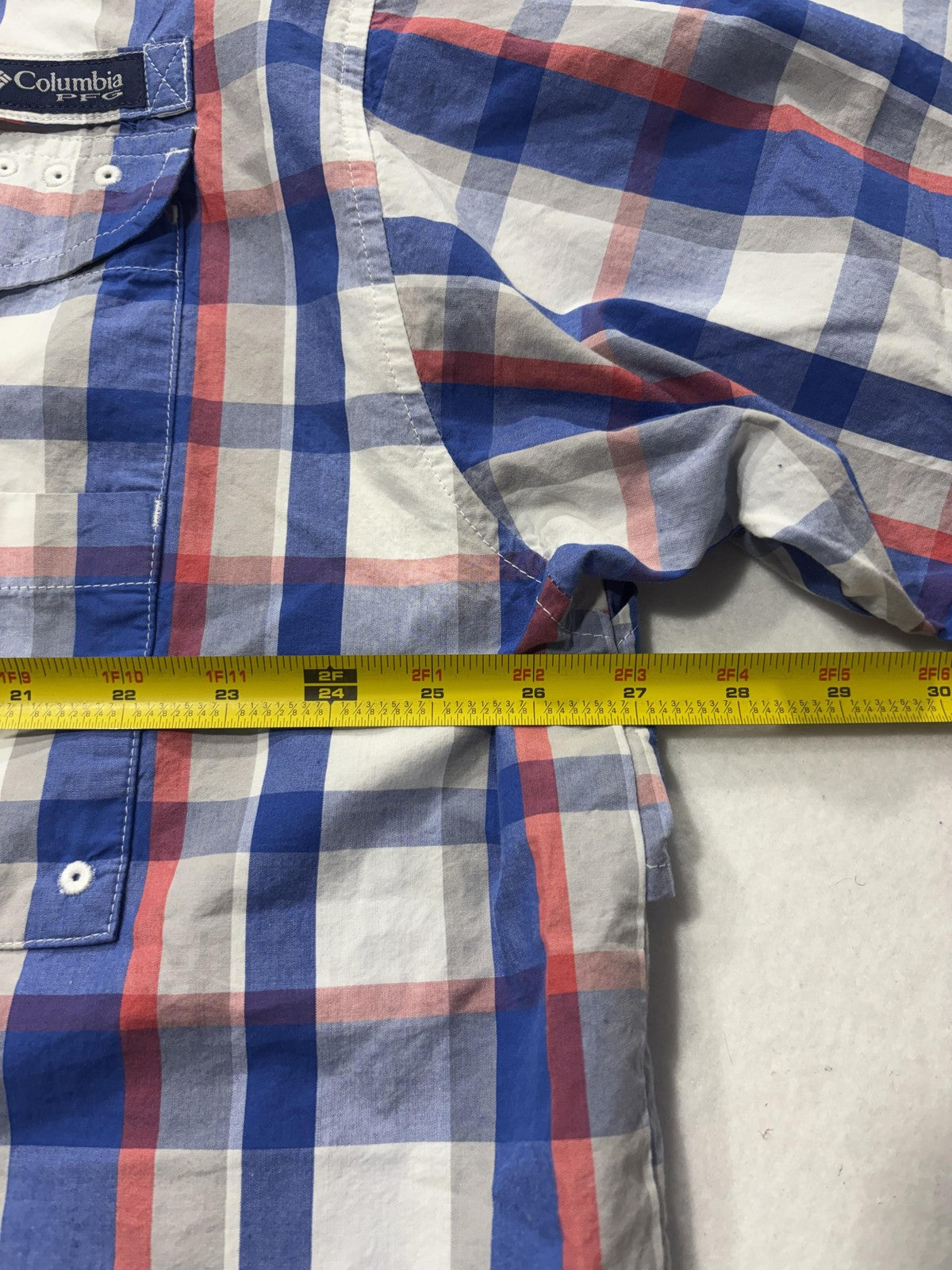 Columbia PFG Super Bonehead Shirt Mens 2XL Blue Short Sleeve Fishing Button Up