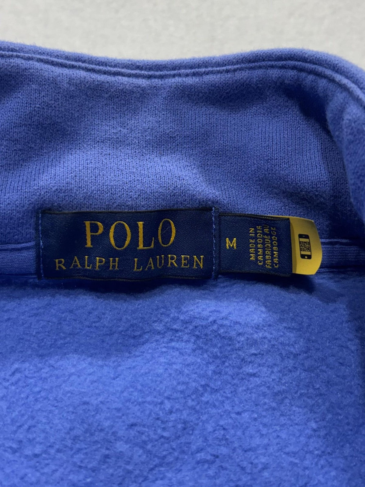 Polo Ralph Lauren Sweatshirt Mens Medium Blue 1/4 Zip Mock Neck Fleece Logo