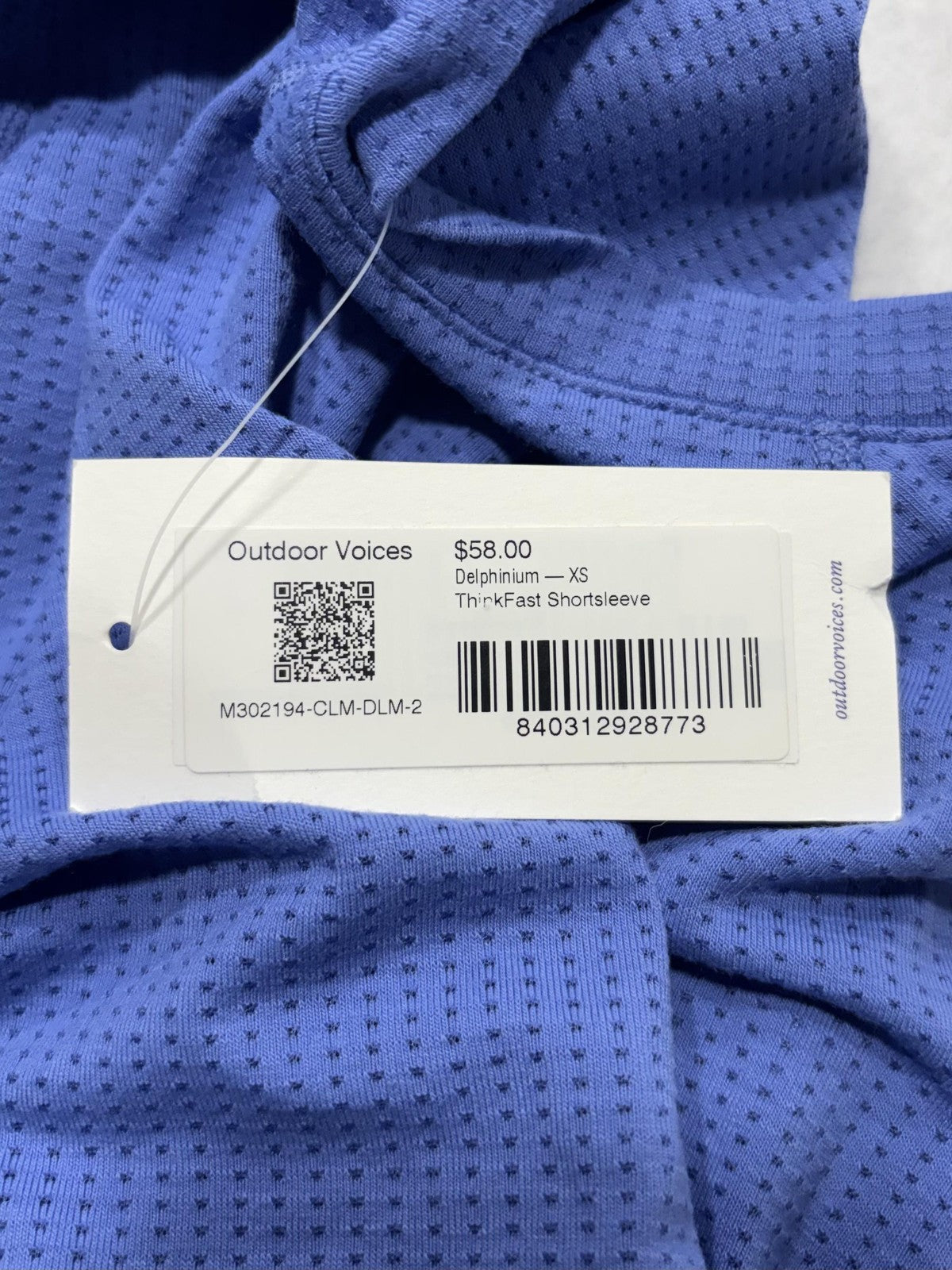 Outdoor Voices ThinkFast Shirt Mens XS Blue Mesh Short Sleeve Running Athletic