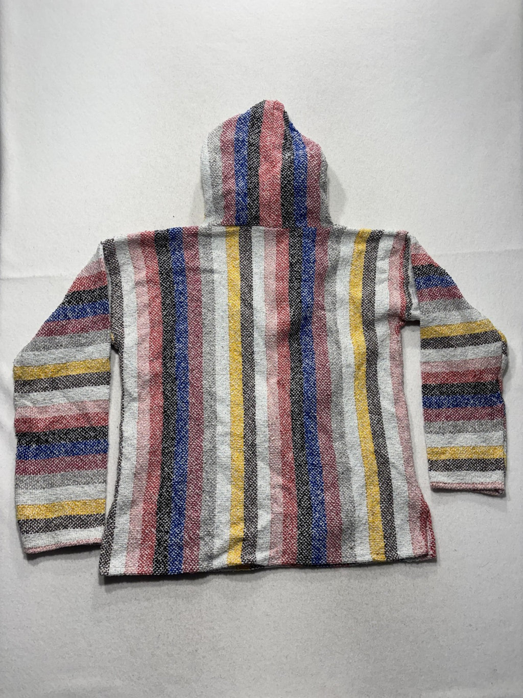Mexico Hoodie Mens Large Multicolor Striped Knit Pullover V Neck Kangaroo Pocket