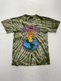 The Hundreds Shirt Mens Medium Green Tie Dye World On Fire Double Sided Graphic