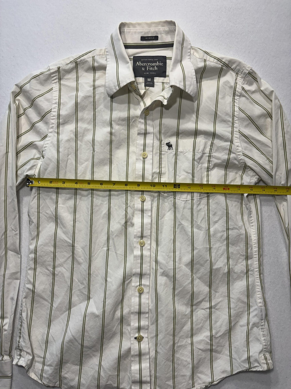 Abercrombie & Fitch Shirt Mens Medium White Striped Long Sleeve Button Up Slim