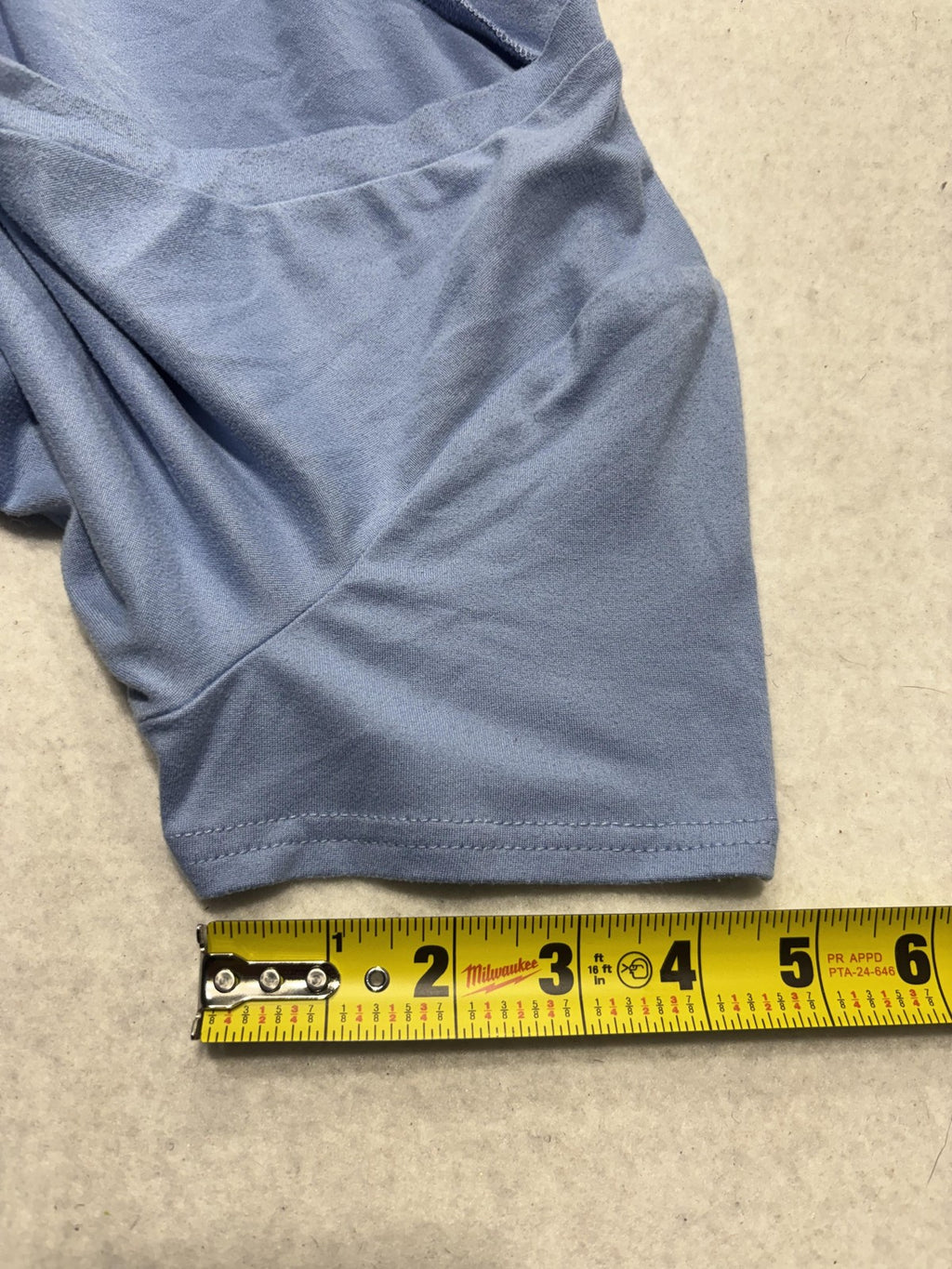 Blue V Neck Short Sleeve Cropped Stretch Tee Shirt Womens Medium C187V0V657