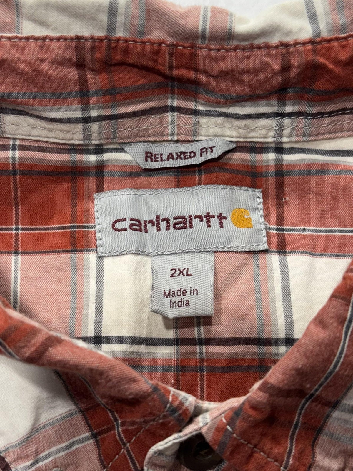 Carhartt Shirt Mens 2XL Red Plaid Long Sleeve Button Up Relaxed Fit Workwear