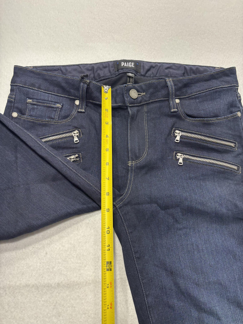 Paige Edgemont Jeans Womens 31 Blue Dark Wash Mid Rise Ultra Skinny 31x29.5 Zips