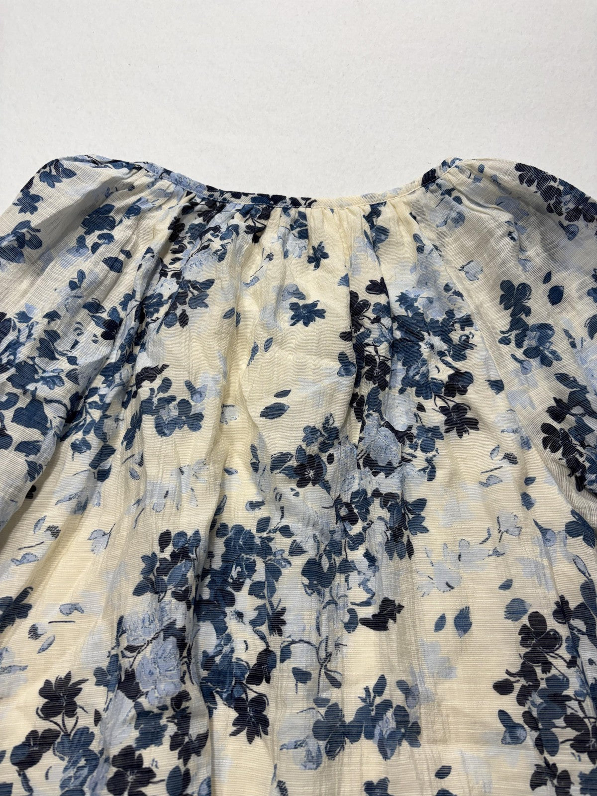 Maeve Blouse Womens XS Blue Floral Ruffle Bell Sleeve Peasant Boho Top
